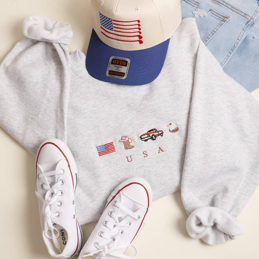 USA ICONS Embroidered Heavyweight Sweatshirt
