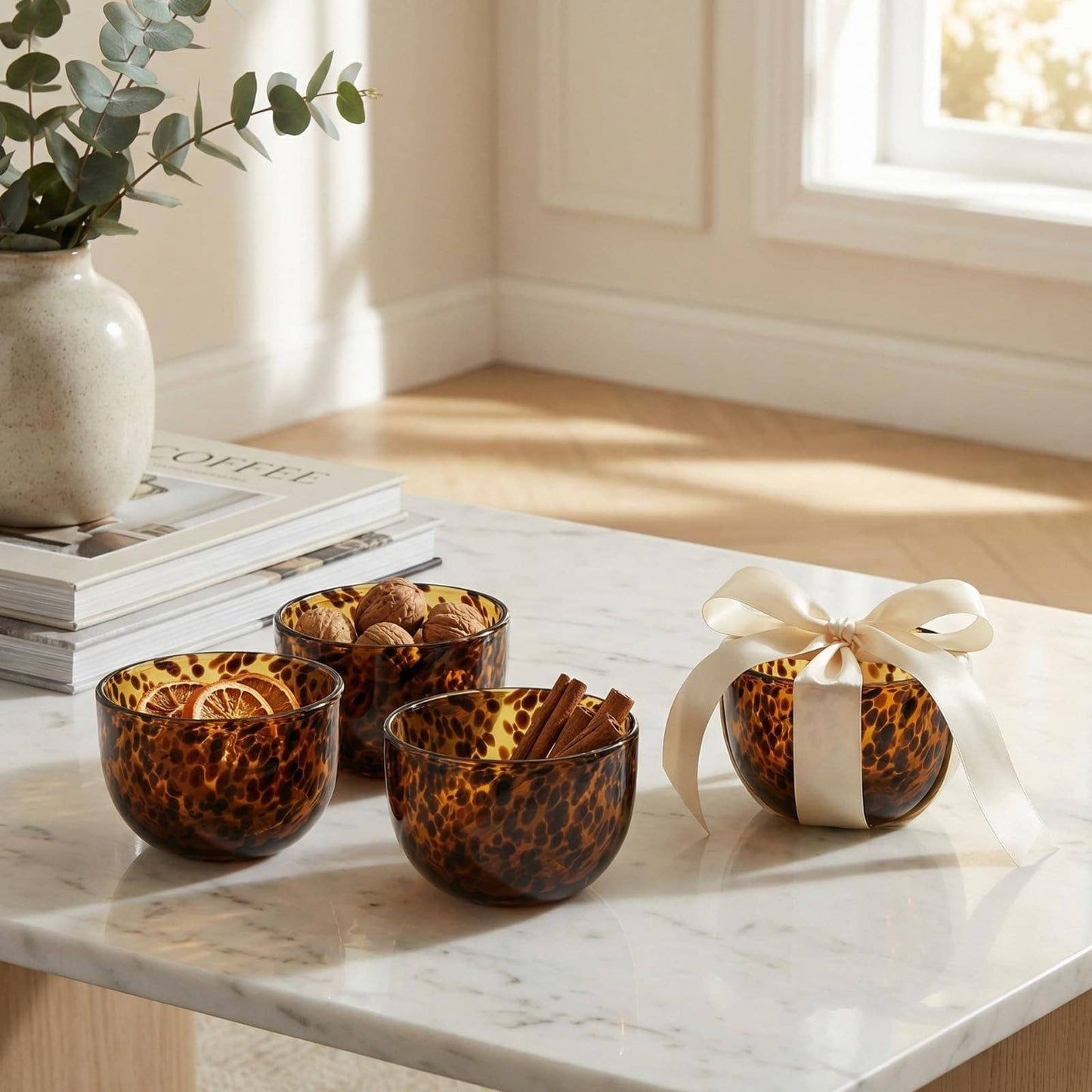 Tortoiseshell Glass Bowls - Set of 4