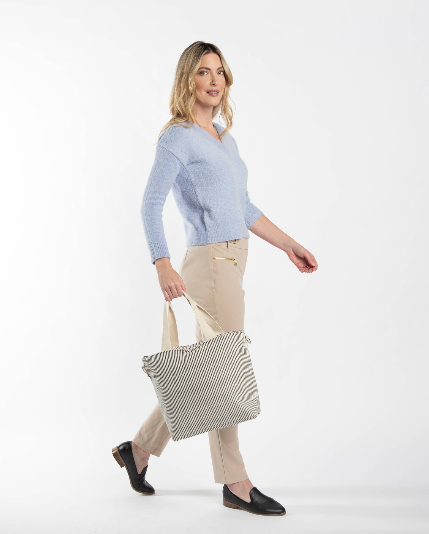 Striped Cooler Tote – Pastel Yellow