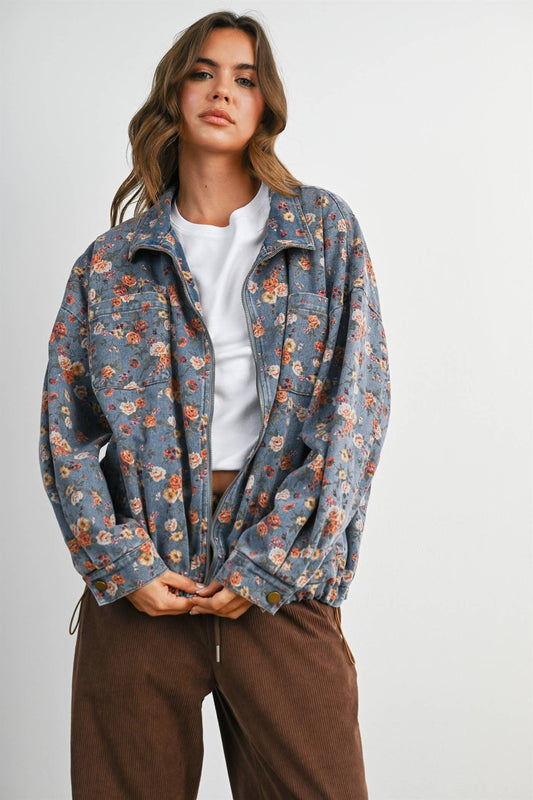 Floral Print Denim Jacket