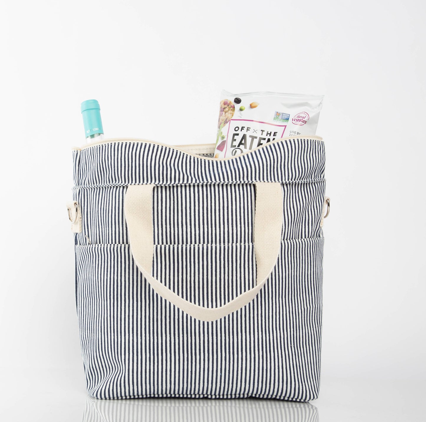 Striped Cooler Tote – Pastel Yellow