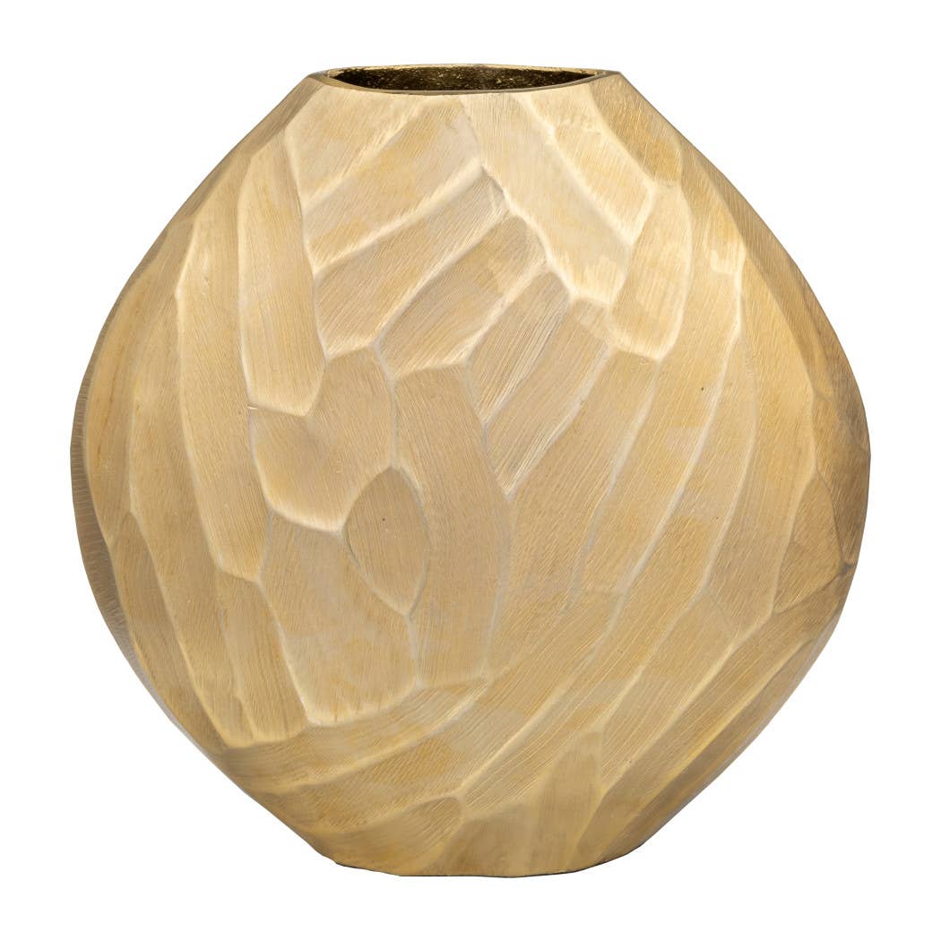 Metal Modern Hammered Decorative Vase - Gold, 14 in.
