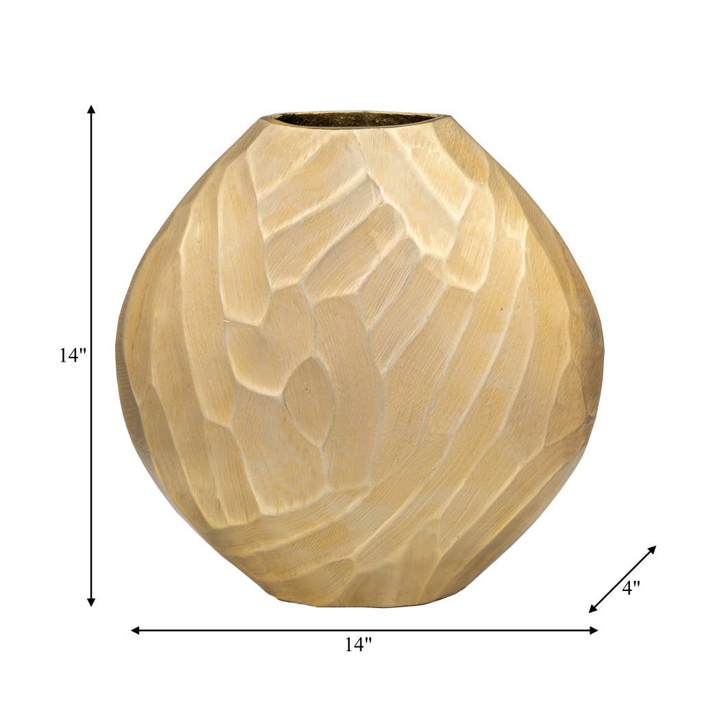 Metal Modern Hammered Decorative Vase - Gold, 14 in.