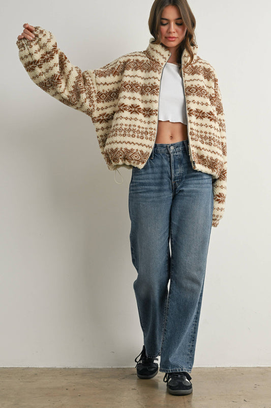 The Camden Jacket – Taupe Fleece Zip-Front