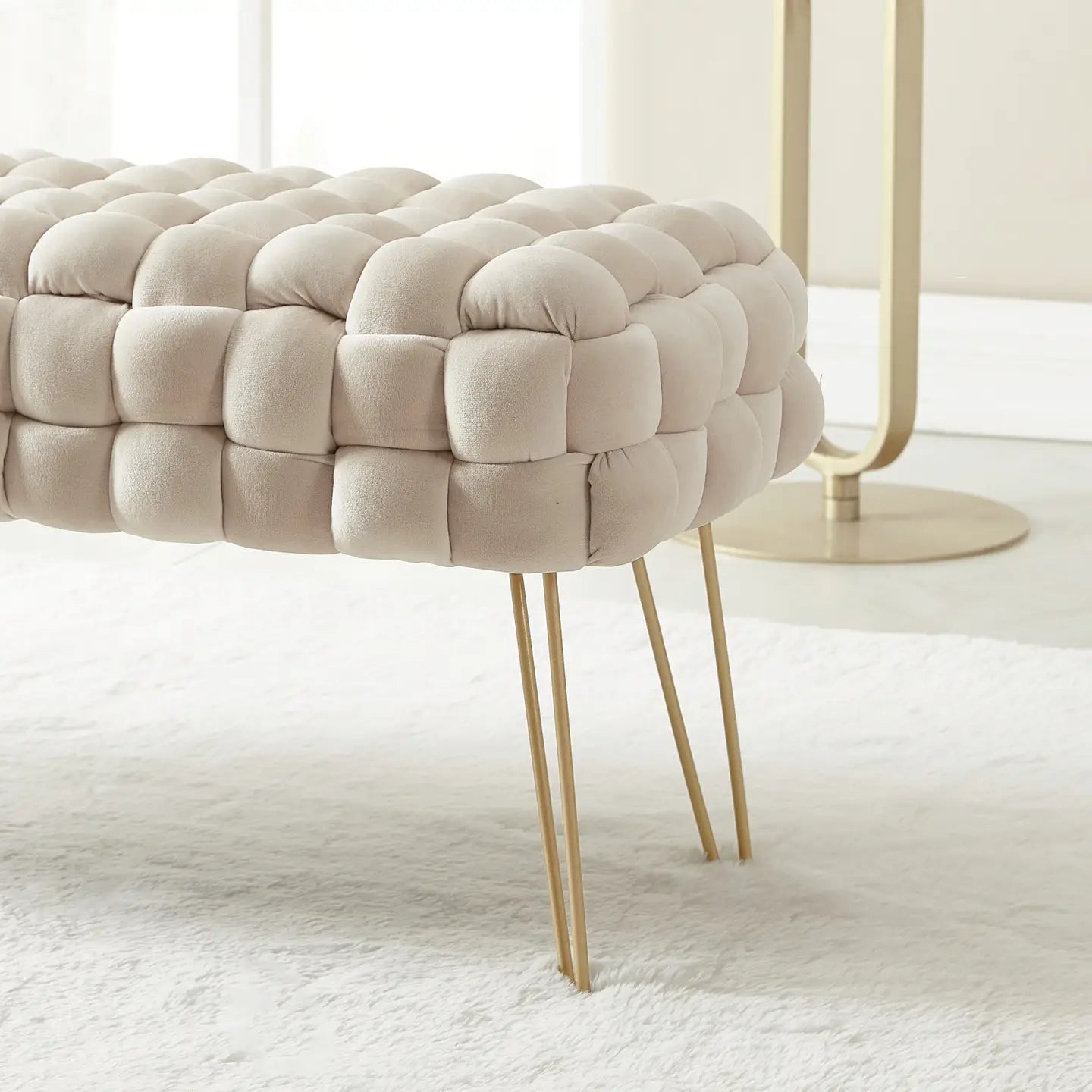 Mirage Velvet Woven Bench Ottoman