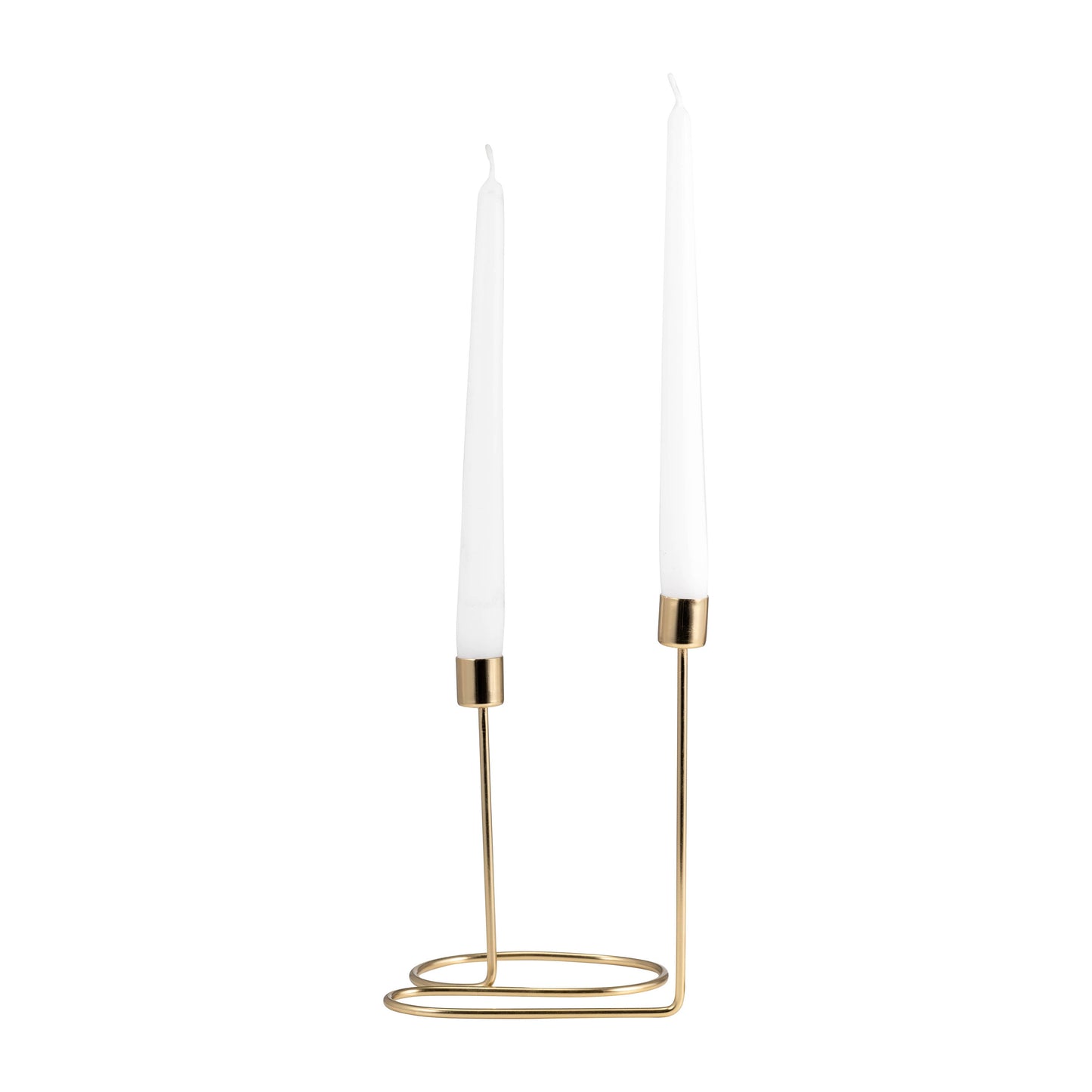 Taper Candle Holder 2-Taper - Gold Metal Double Swirl, 8 in.