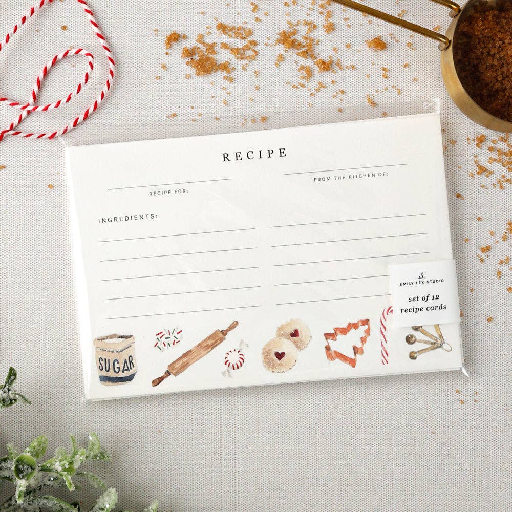 Holiday Baking Recipe Cards – Set of 12