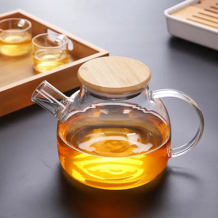 Glass See Through Teapot with Cork Lid