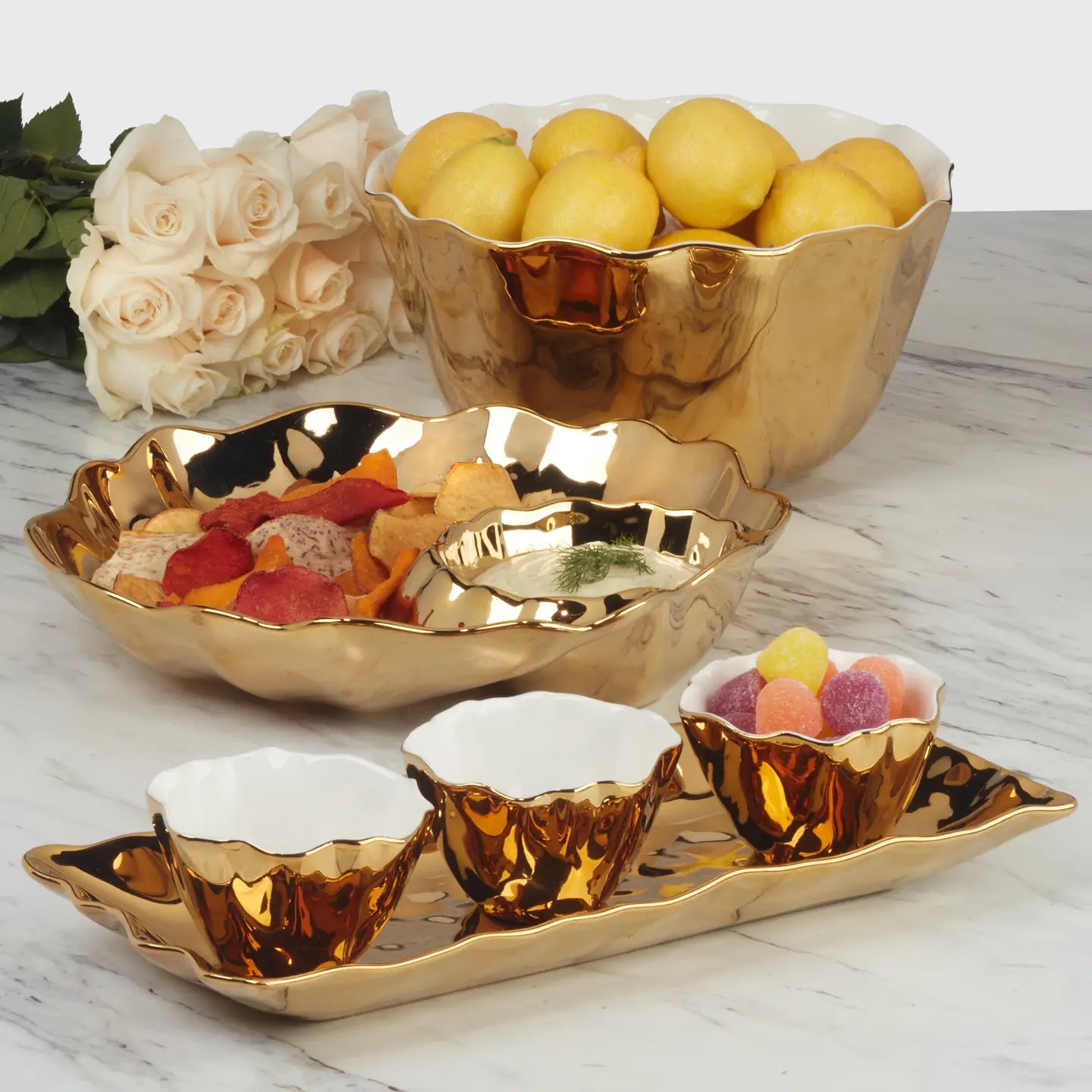 Gold Coast Metallic Glazed Porcelain Platter