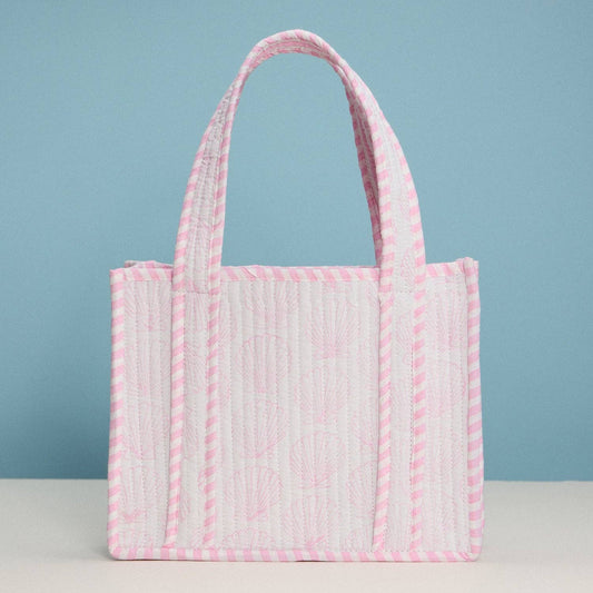 Pink Shell Quilted Mini Tote Bag