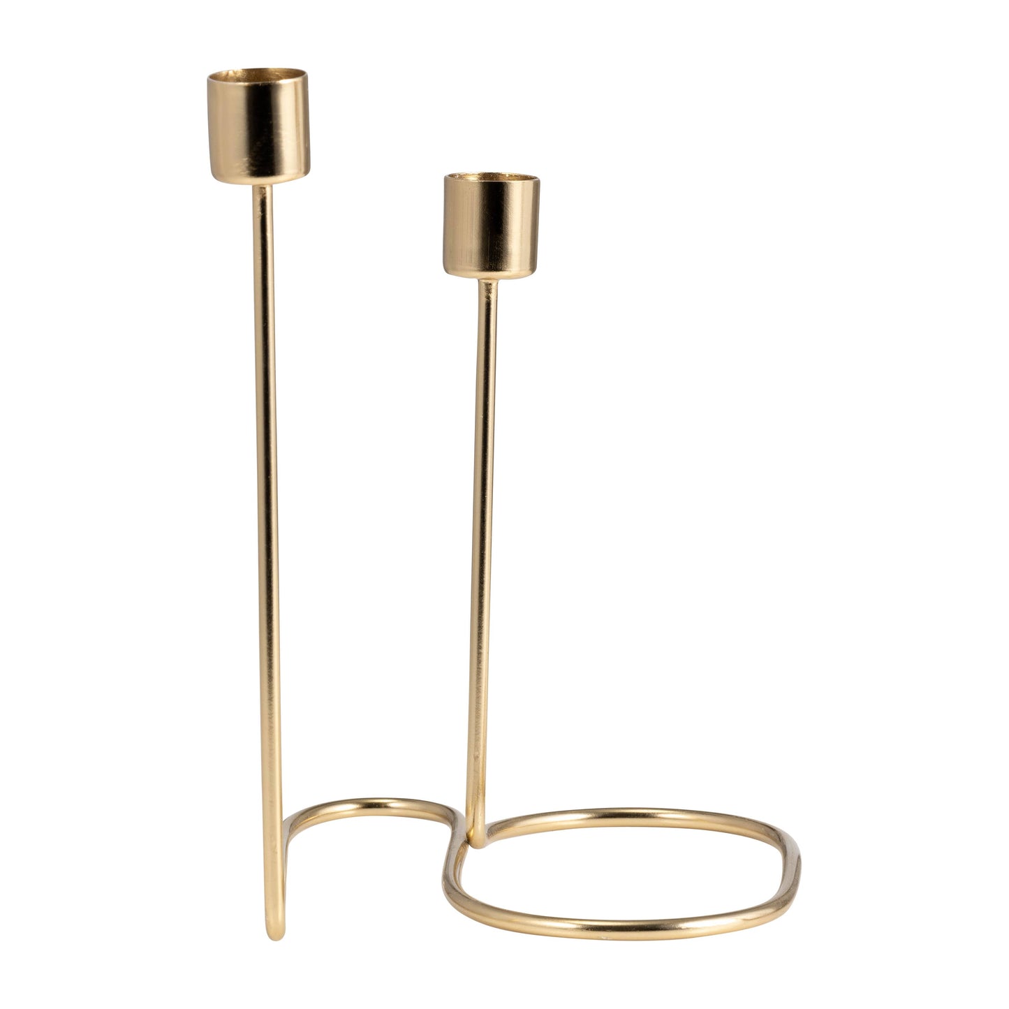 Taper Candle Holder 2-Taper - Gold Metal Double Swirl, 8 in.