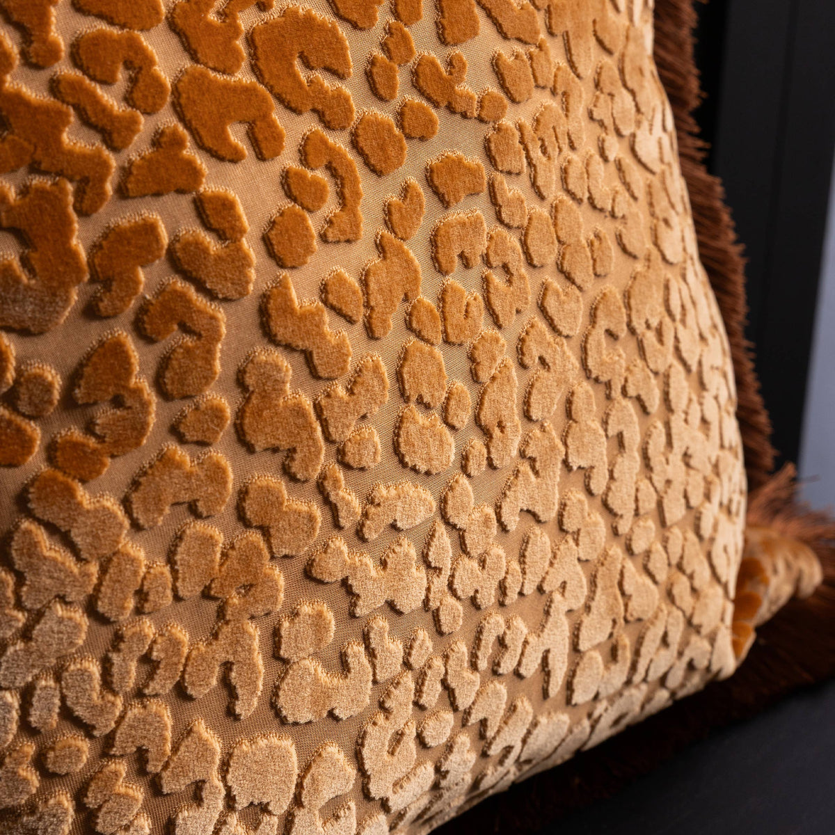 Leopard Love Cut Velvet Cushion Caramel