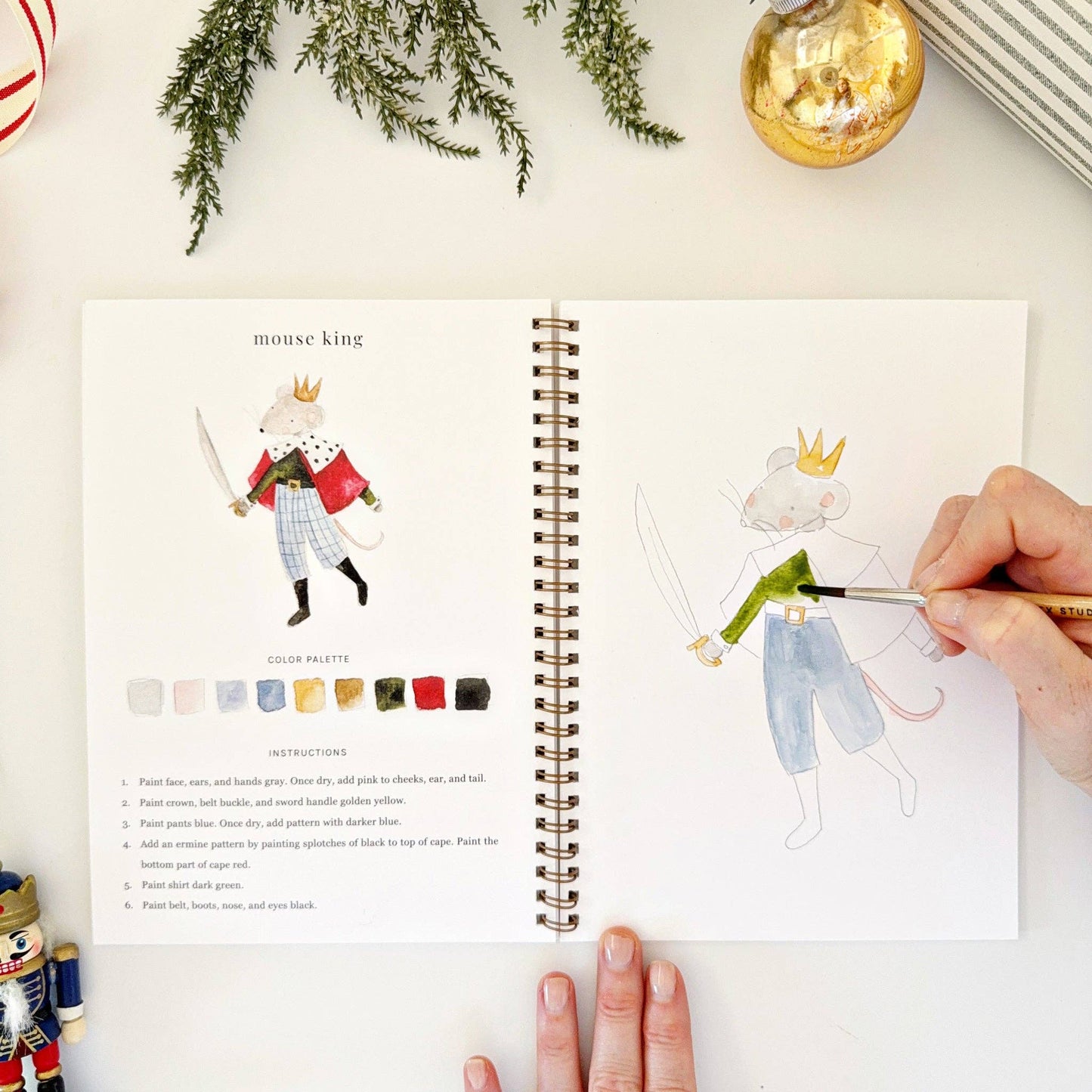 Holiday Nutcracker Watercolor Workbook