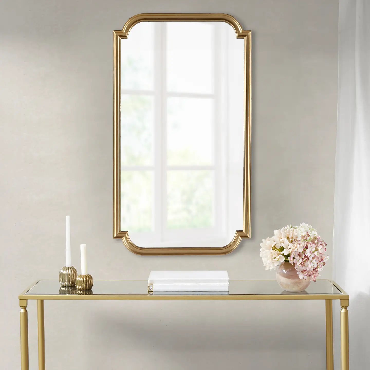 Gold Scalloped Wood Wall Mirror