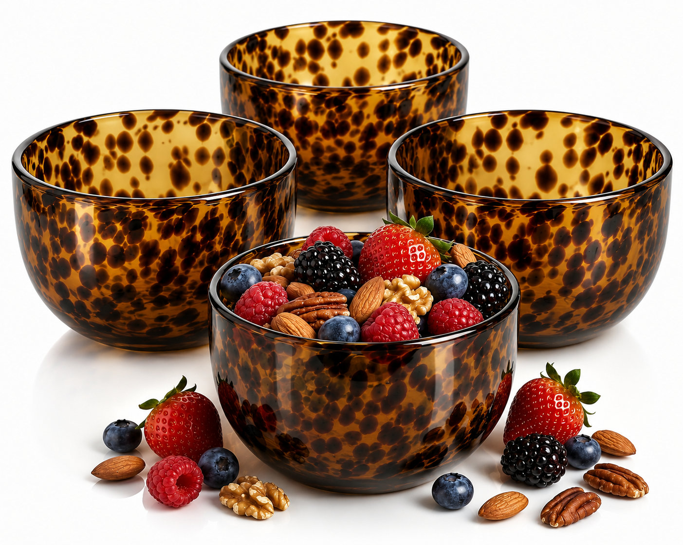 Tortoiseshell Glass Bowls - Set of 4