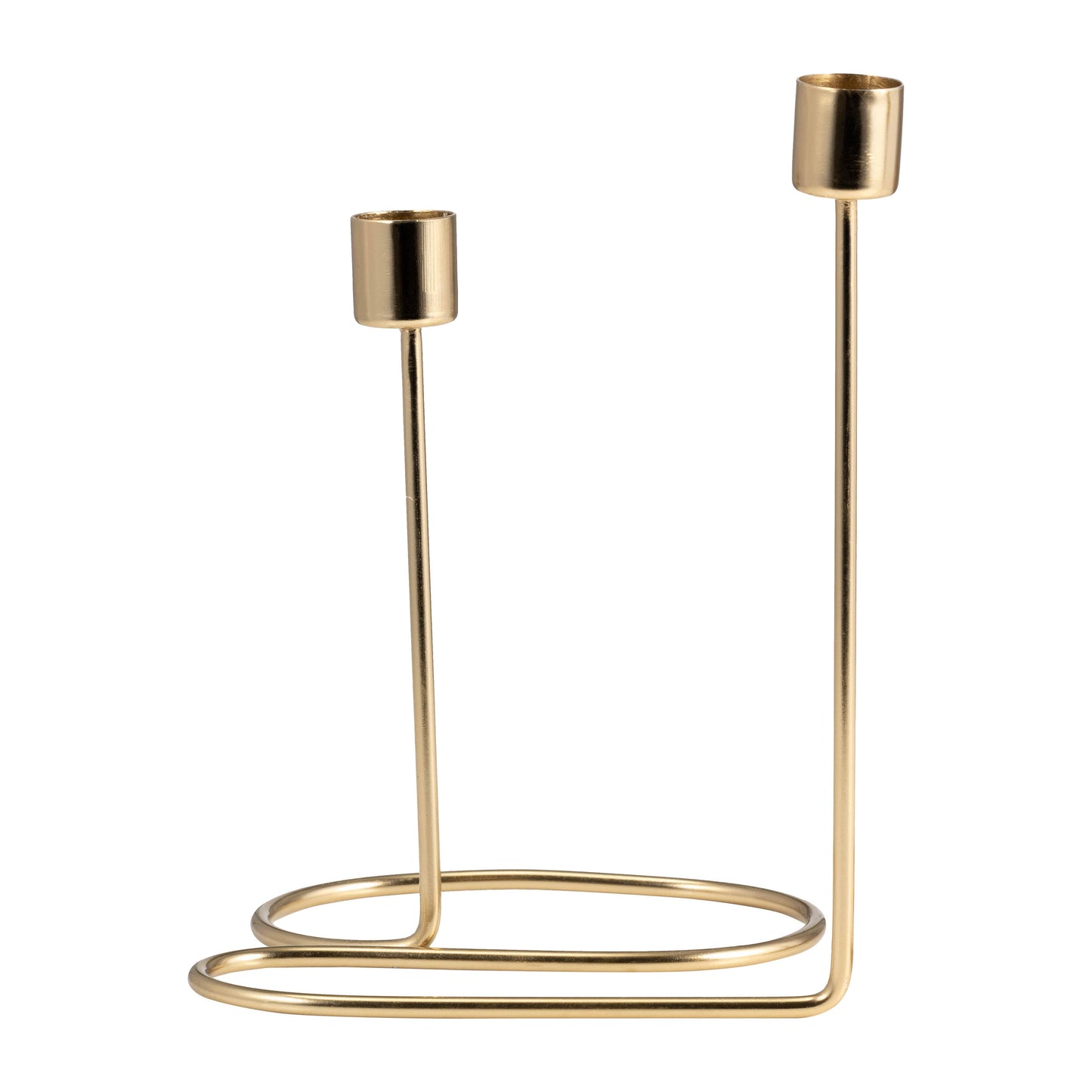 Taper Candle Holder 2-Taper - Gold Metal Double Swirl, 8 in.