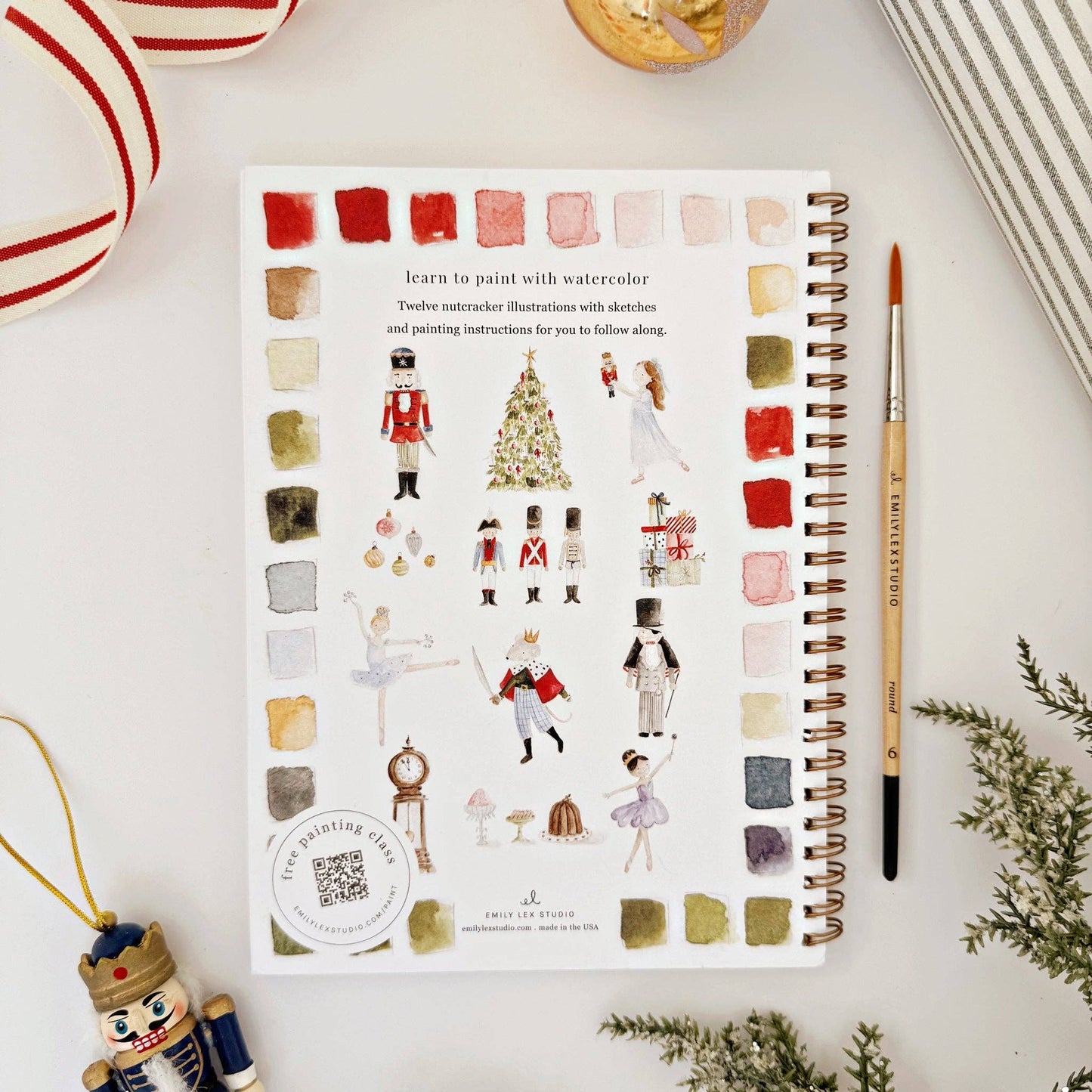 Holiday Nutcracker Watercolor Workbook