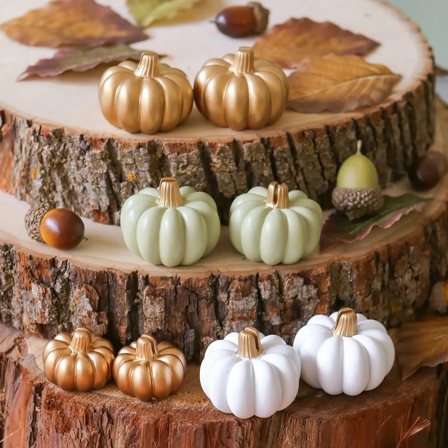 Harvest Gold Pumpkin Place Card Holder Set