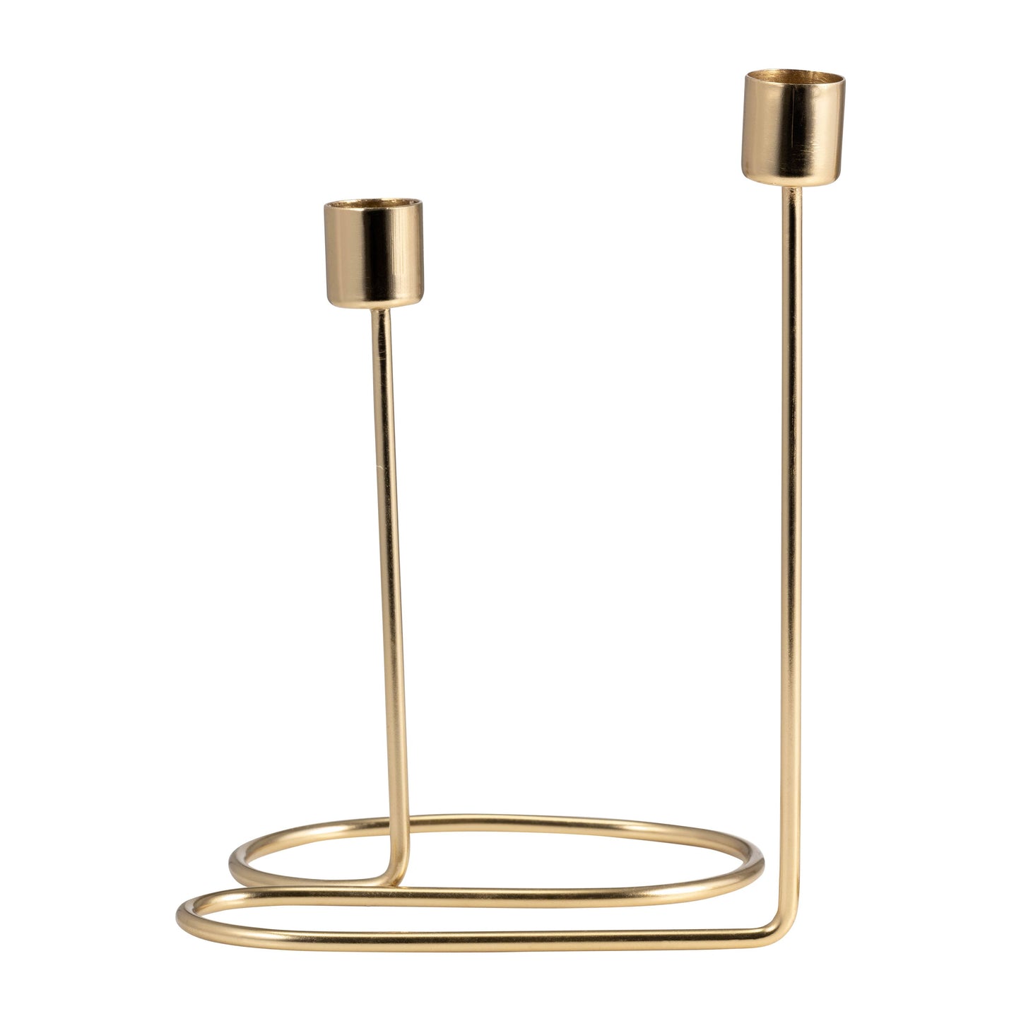 Taper Candle Holder 2-Taper - Gold Metal Double Swirl, 8 in.