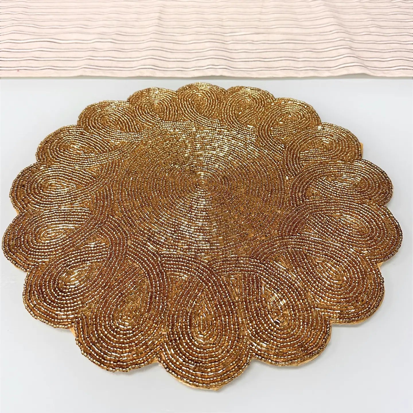 Beaded Gold Swirl Petal Placemat