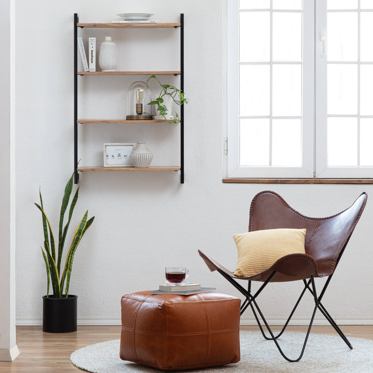 Phantom Solid Wood & Iron Wall Mounted Shelf for Living room