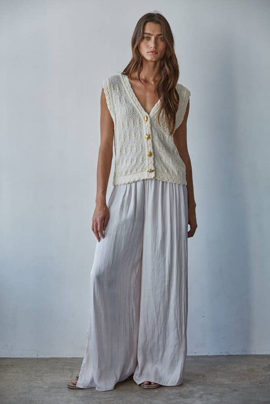 V-Neck Shell Button-Down Vest