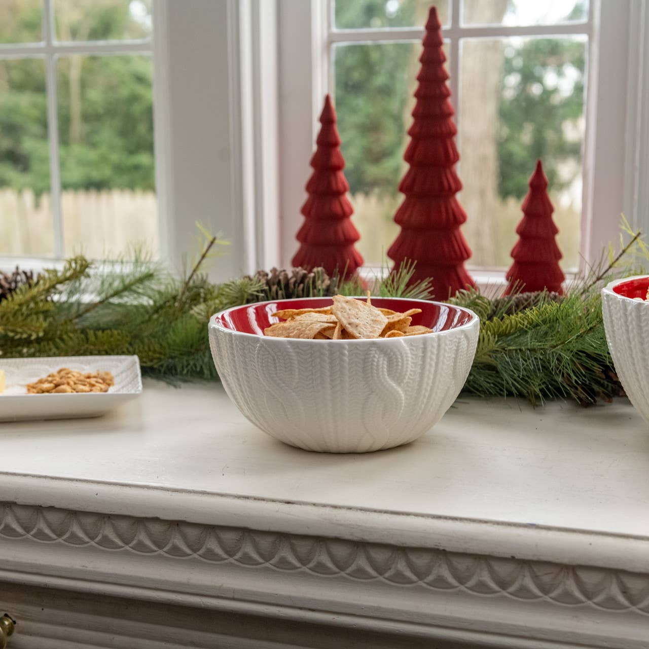 Cream Knit Ceramic Bowl – 8.75”