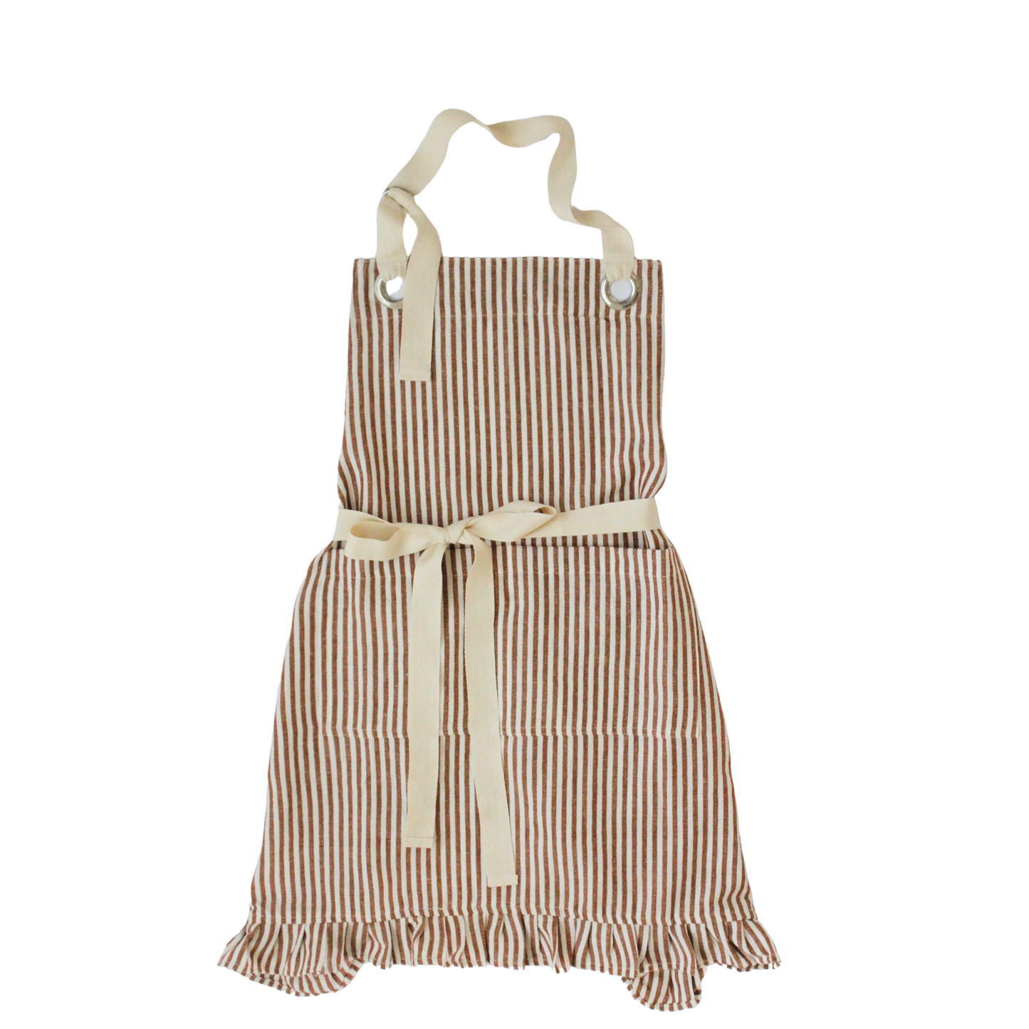 Ruffle Pin Stripe Apron: Green