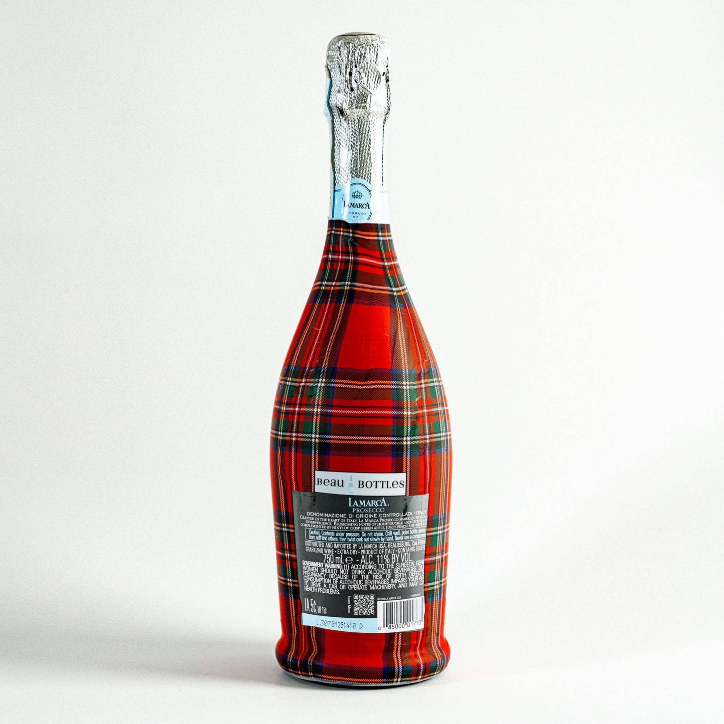 Beau Bottles – Red & Green Christmas Tartan (Prosecco)