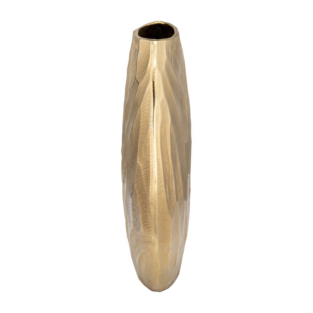 Metal Modern Hammered Decorative Vase - Gold, 14 in.