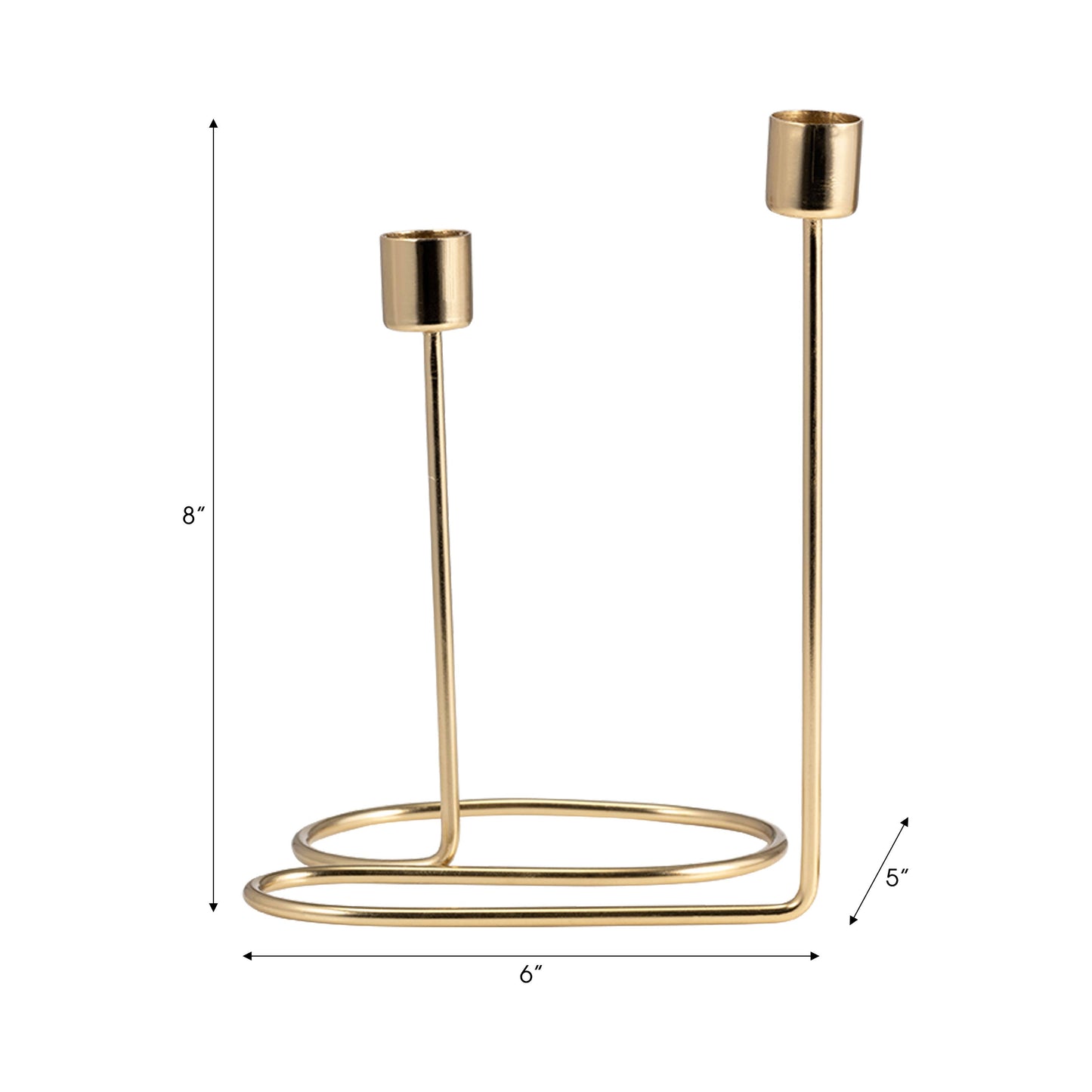 Taper Candle Holder 2-Taper - Gold Metal Double Swirl, 8 in.
