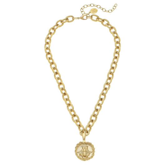 Small Gold Bee Pendant on Chain Necklace