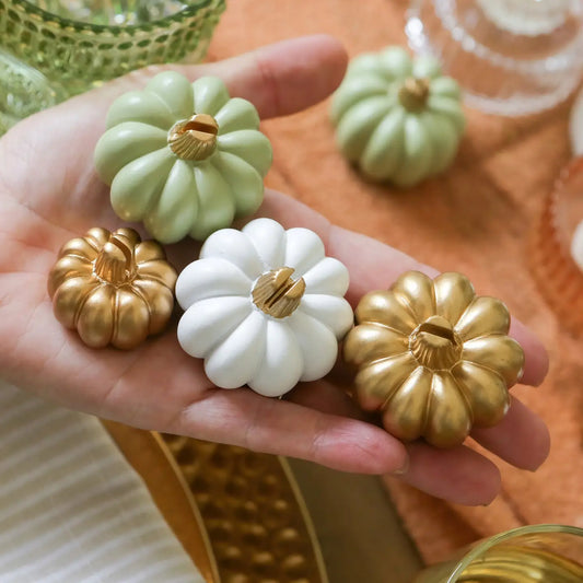 Harvest Gold Pumpkin Place Card Holder Set