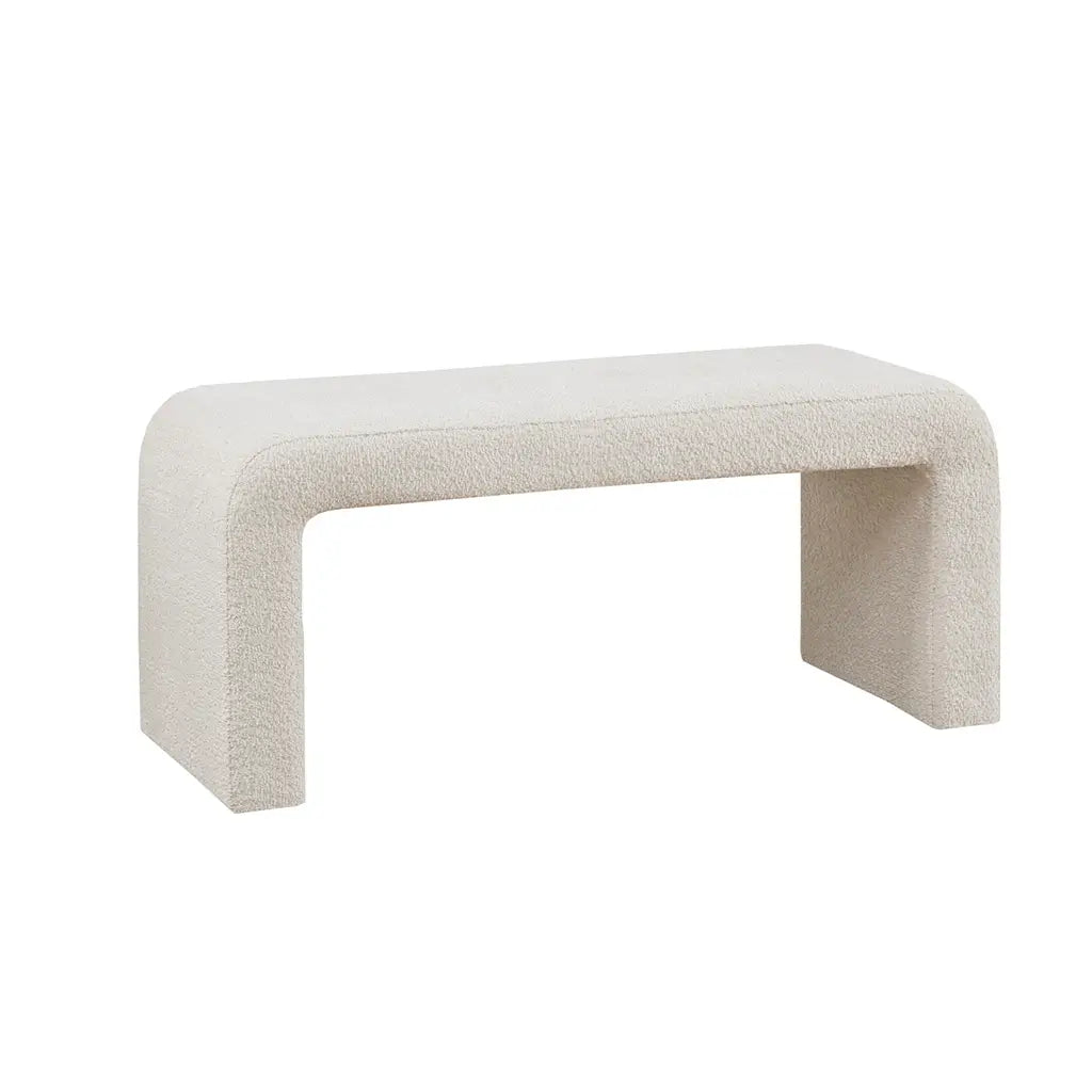 Cream Boucle Waterfall Accent Bench