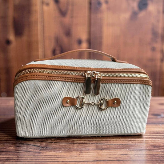 Western Equestrian Canvas Toiletry Bag With Snaffle Bit