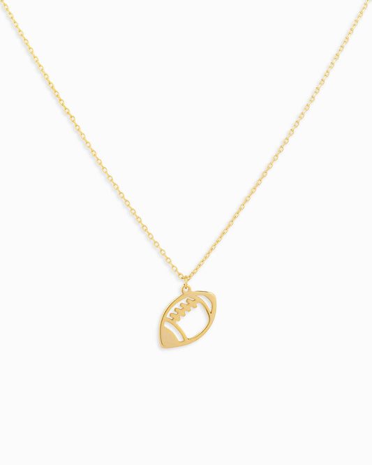 American Football Cutout Pendant Necklace: Gold