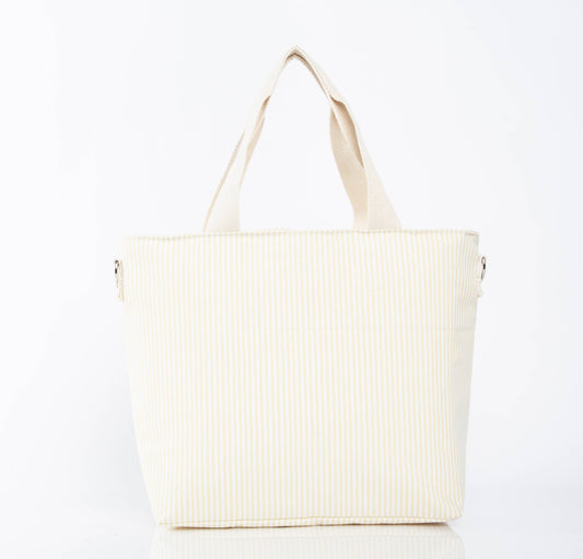Striped Cooler Tote – Pastel Yellow