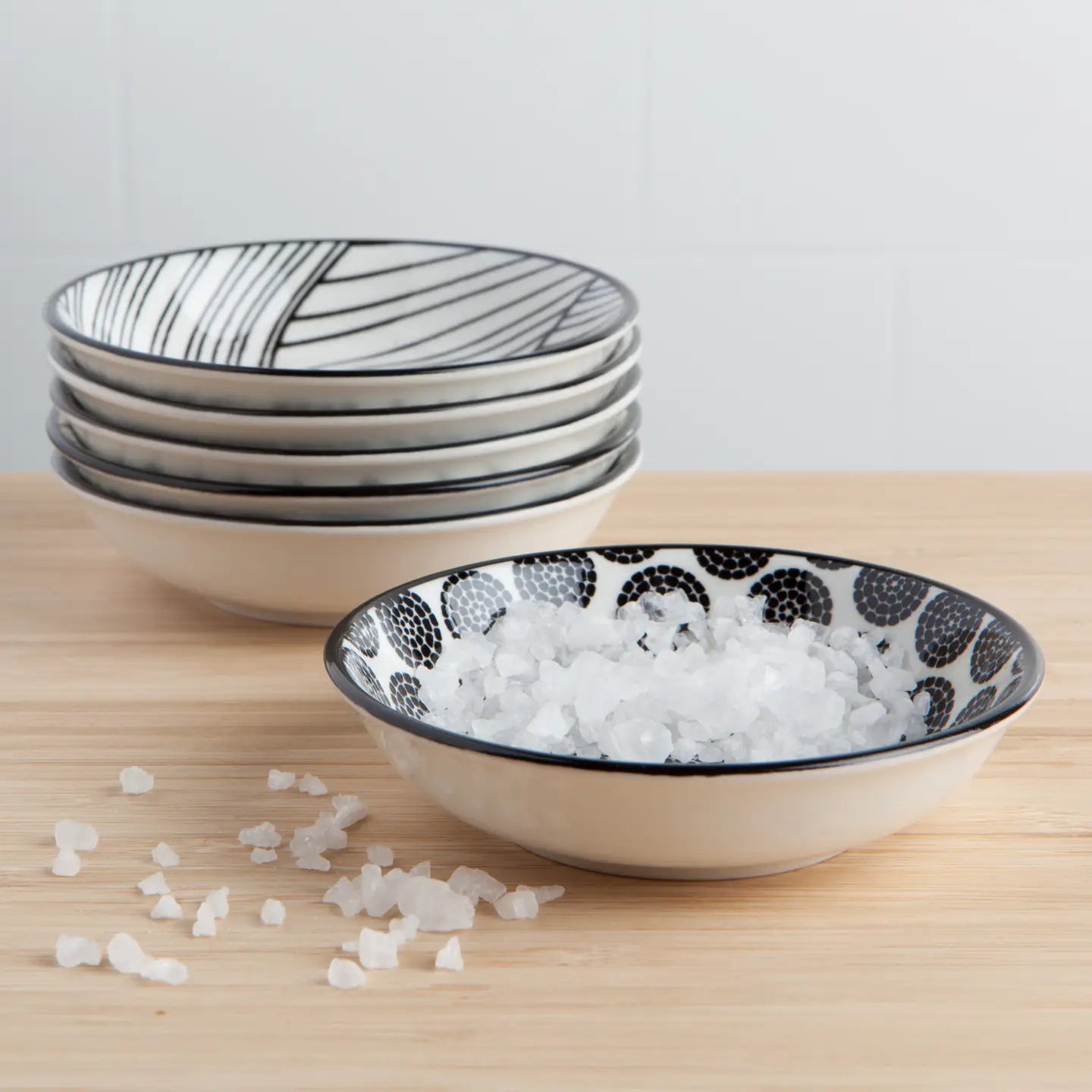 Bits and Dots Black and White Pinch Bowls - Set of 6