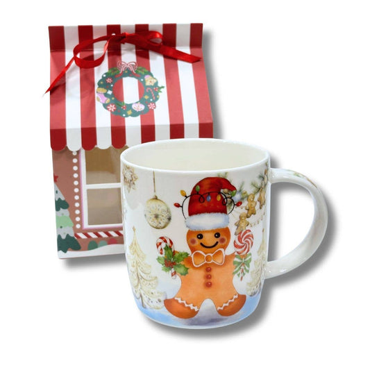 Gingerbread Man Porcelain Mug in Gift Box