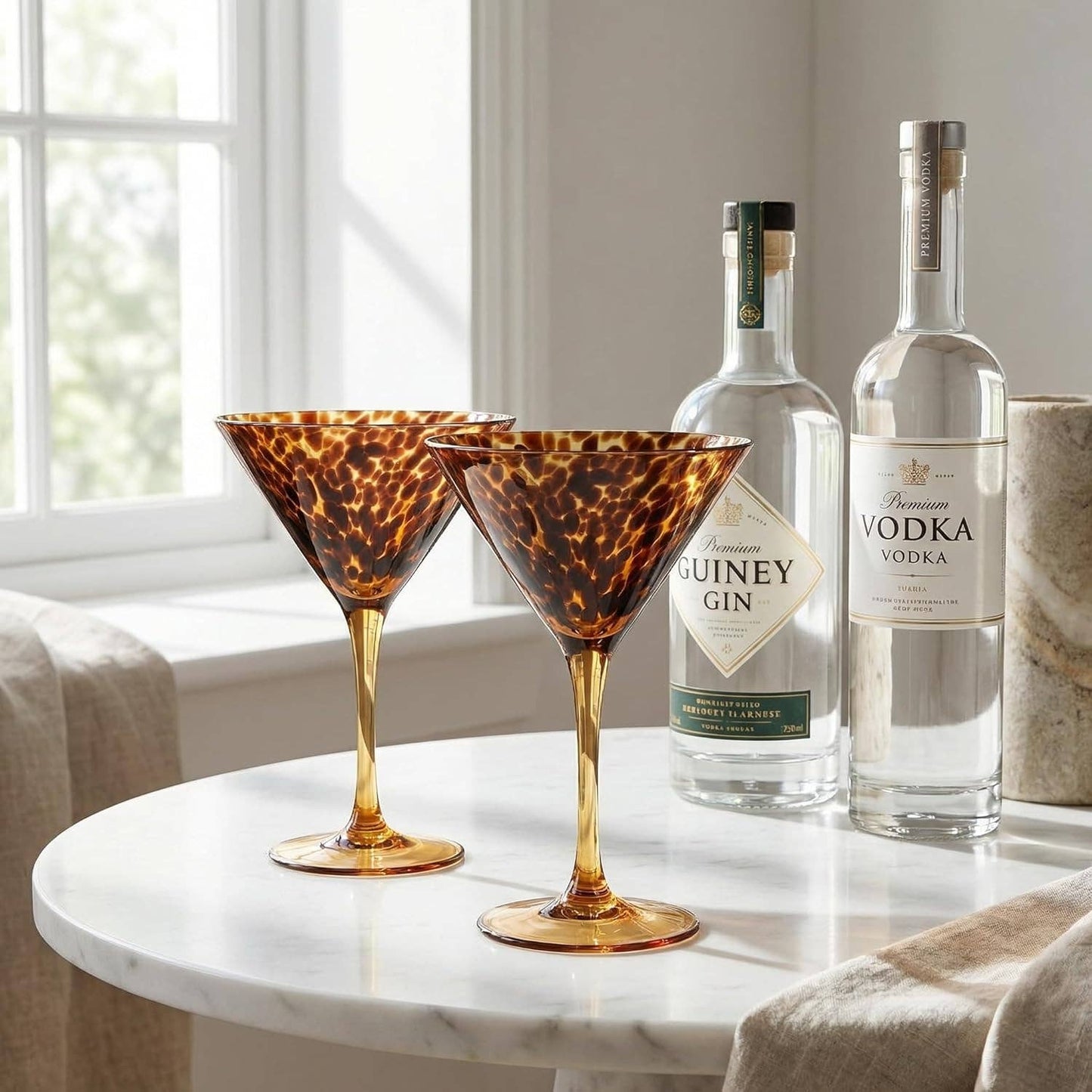 Tortoise Leopard Print Martini Glasses