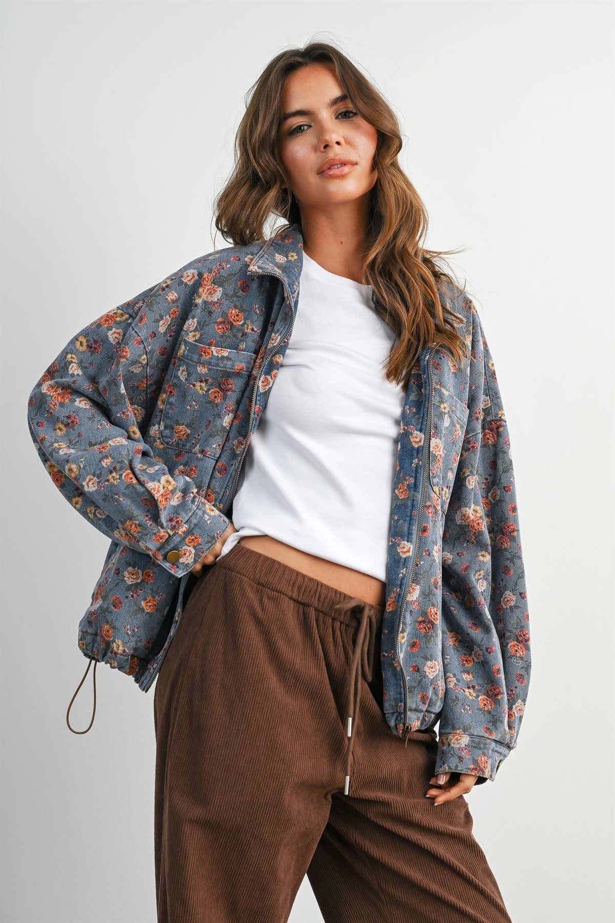Floral Print Denim Jacket