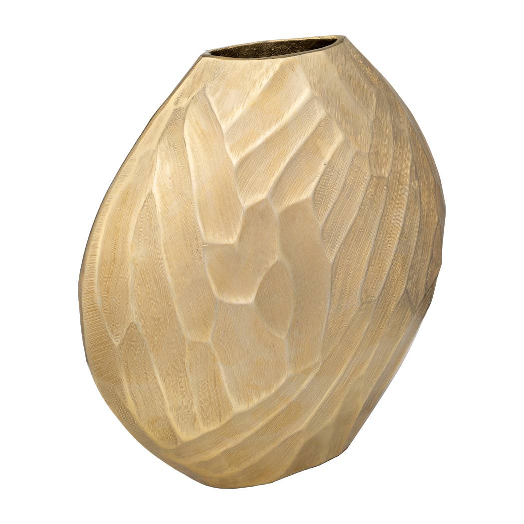 Metal Modern Hammered Decorative Vase - Gold, 14 in.