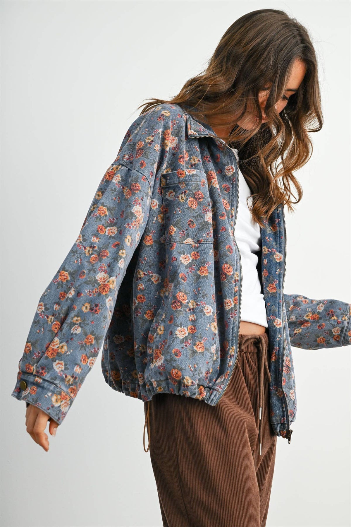 Floral Print Denim Jacket