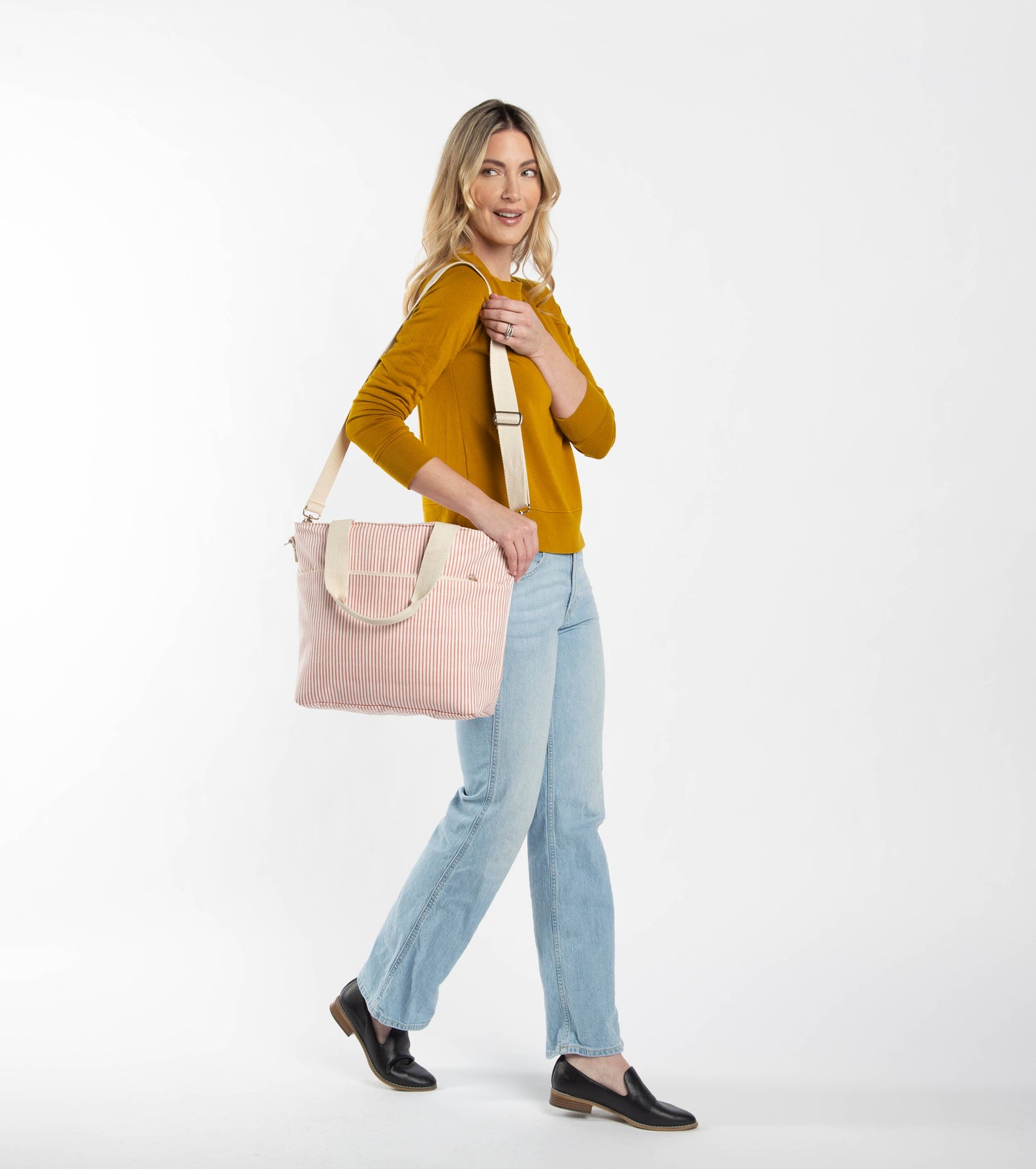 Striped Cooler Tote – Pastel Yellow