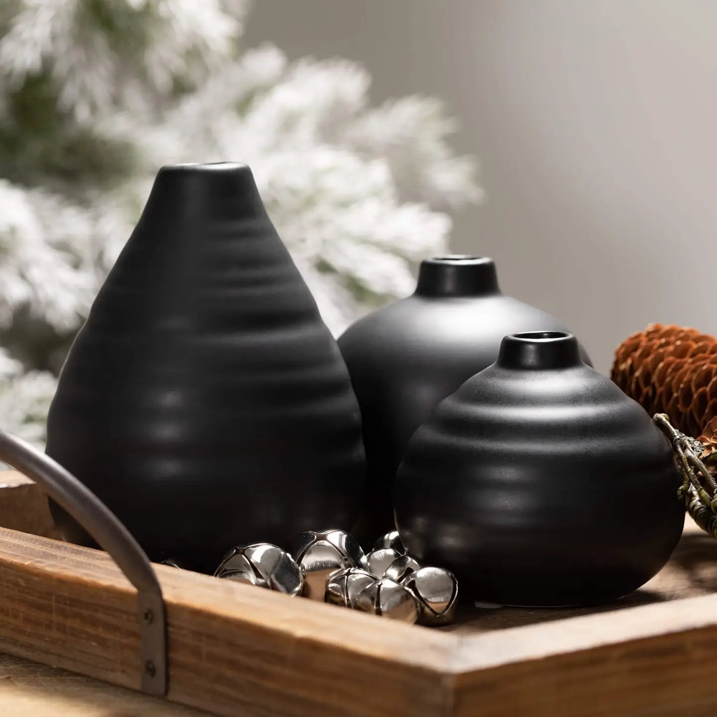 Ebony Compact Vase Set