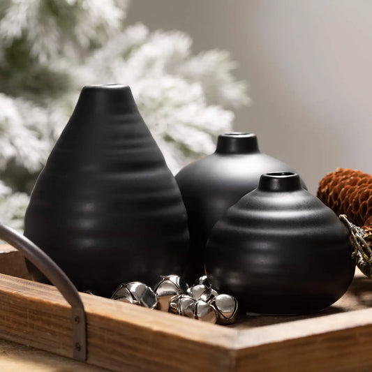 Ebony Compact Vase Set