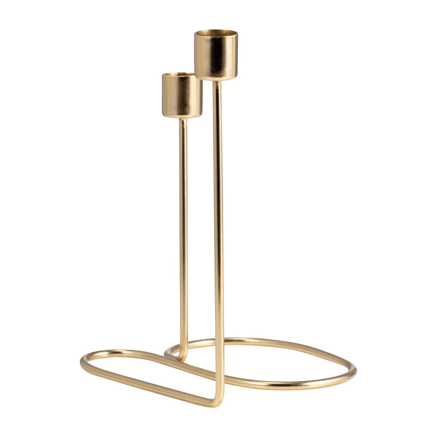 Taper Candle Holder 2-Taper - Gold Metal Double Swirl, 8 in.