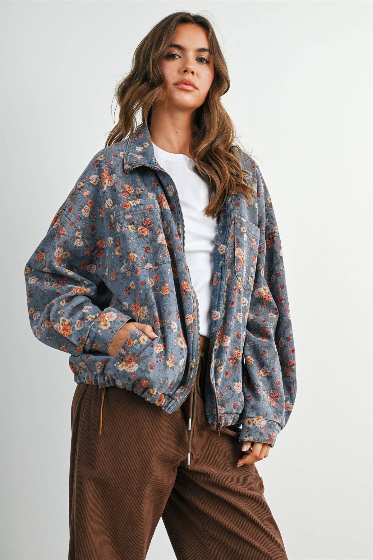 Floral Print Denim Jacket