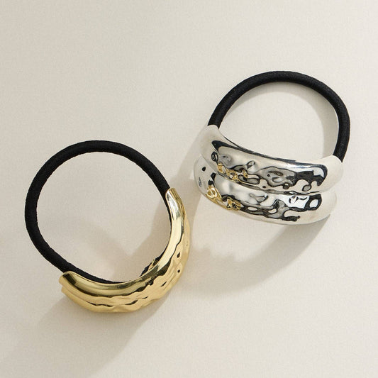 Metallic Hammered Hair Tie | Gold