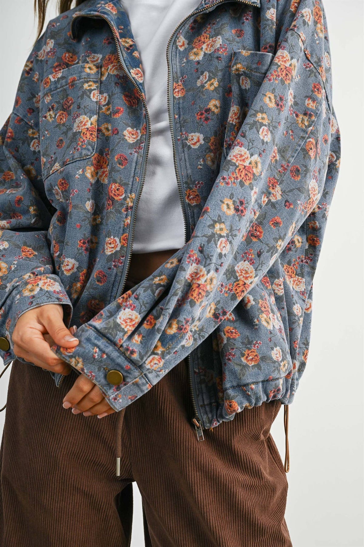 Floral Print Denim Jacket